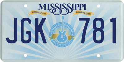 MS license plate JGK781