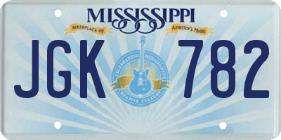 MS license plate JGK782