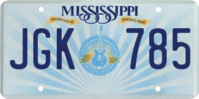 MS license plate JGK785