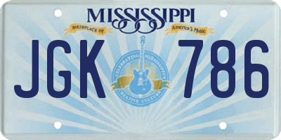 MS license plate JGK786