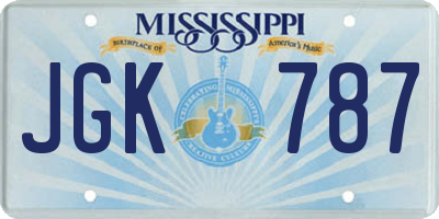 MS license plate JGK787