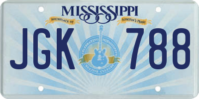 MS license plate JGK788