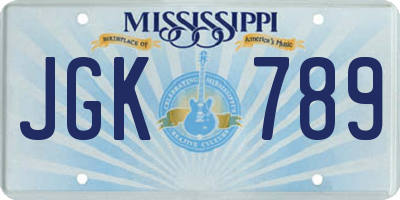 MS license plate JGK789
