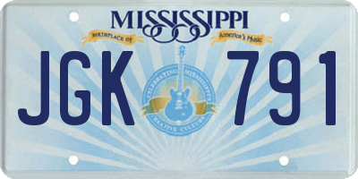 MS license plate JGK791