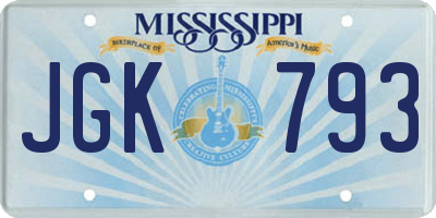MS license plate JGK793