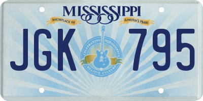 MS license plate JGK795