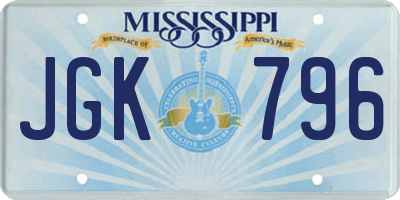 MS license plate JGK796