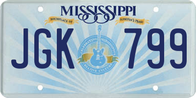 MS license plate JGK799