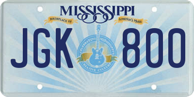 MS license plate JGK800