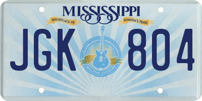 MS license plate JGK804