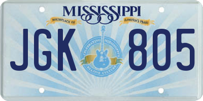 MS license plate JGK805