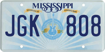 MS license plate JGK808