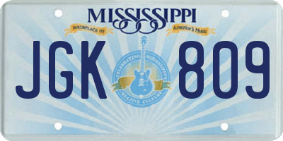 MS license plate JGK809