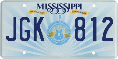 MS license plate JGK812
