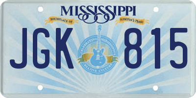 MS license plate JGK815