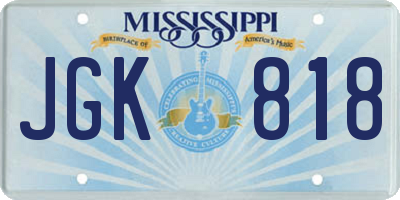 MS license plate JGK818