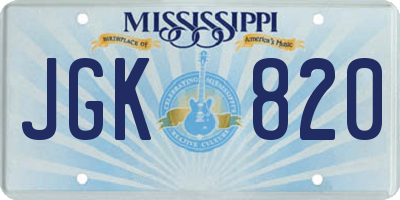 MS license plate JGK820