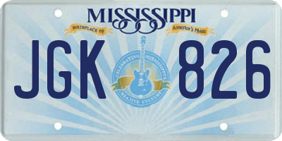 MS license plate JGK826