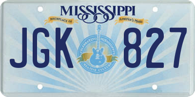 MS license plate JGK827