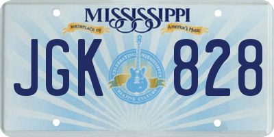 MS license plate JGK828