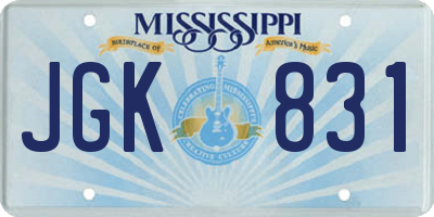 MS license plate JGK831