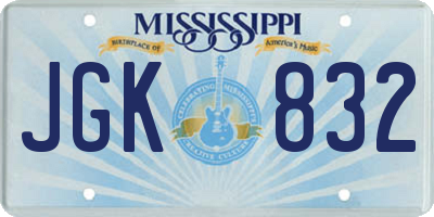 MS license plate JGK832
