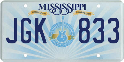MS license plate JGK833