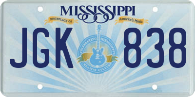 MS license plate JGK838