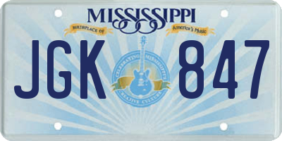 MS license plate JGK847