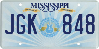 MS license plate JGK848