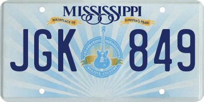 MS license plate JGK849