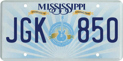 MS license plate JGK850