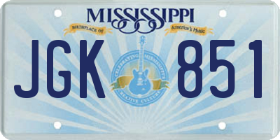 MS license plate JGK851