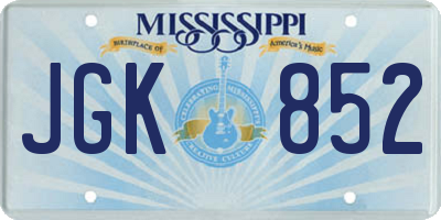 MS license plate JGK852