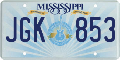 MS license plate JGK853