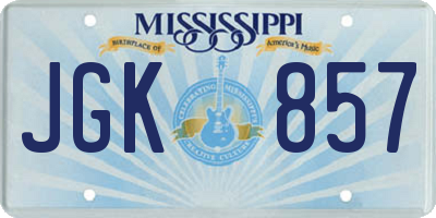 MS license plate JGK857