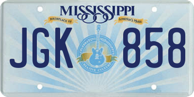 MS license plate JGK858