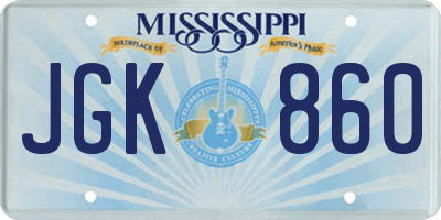 MS license plate JGK860