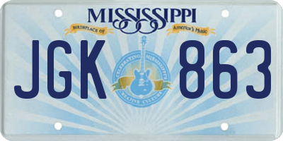MS license plate JGK863