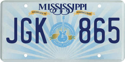 MS license plate JGK865