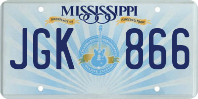 MS license plate JGK866