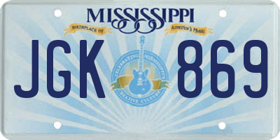 MS license plate JGK869