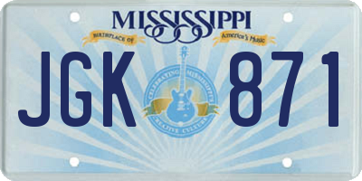 MS license plate JGK871