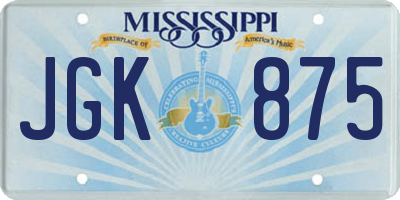 MS license plate JGK875
