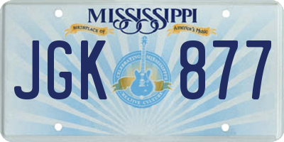 MS license plate JGK877