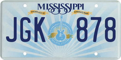 MS license plate JGK878