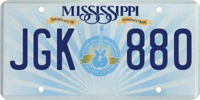 MS license plate JGK880