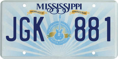 MS license plate JGK881