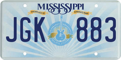 MS license plate JGK883