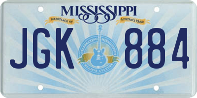 MS license plate JGK884